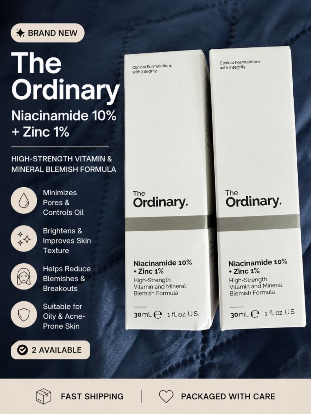 The Ordinary Niacinamide 10% + Zinc 1% Serum 30mL NEW Sealed Acne & Pore Care